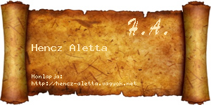 Hencz Aletta névjegykártya